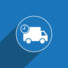 Truck with time, fast delivery icon