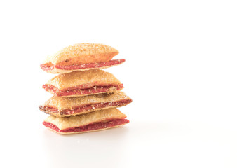 mini pie biscuit with strawberry jam