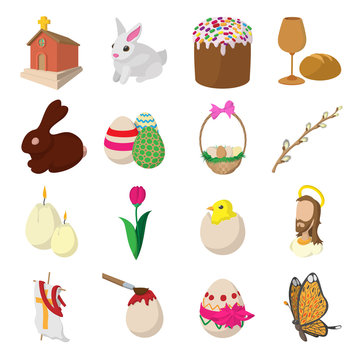 Easter cartoon icons