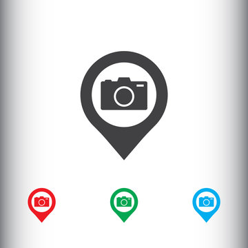 Camera with pin icon