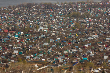 Rural and suburban homes. View from above