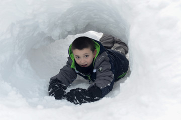 Digging Tunnel Through Snow