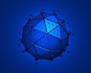 Low Poly Sphere with Wireframe.