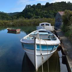 Fototapeta na wymiar Old wooden boats - New Zealand