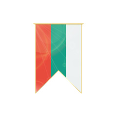 Luxury vertical ribbon with Bulgaria flag framed in gold