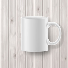 Cup on wooden backdrop