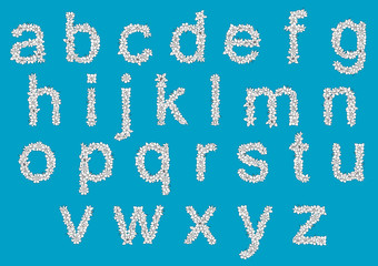 Floral alphabet lowercase letters set