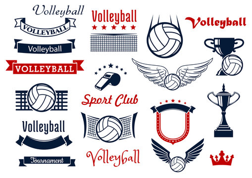 Volleyball game sports icons and symbols