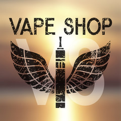 Logo for vape shop on blurred background
