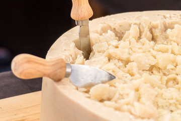 Hard cheese whith culinary blades