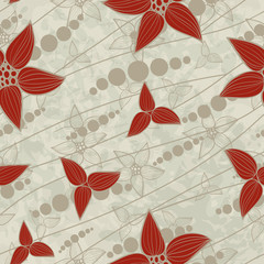Flowers seamless background of the lines. Vector