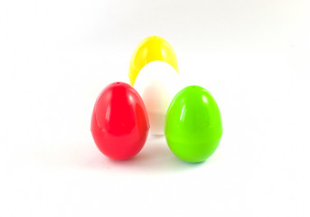 fancy or colorful of egg in white background. soft focus