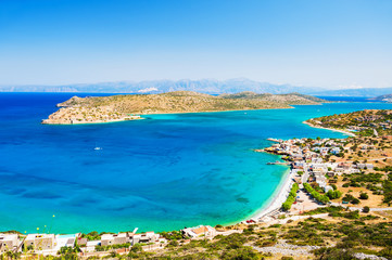 Panoramic view of the sea coast with turquoise water.