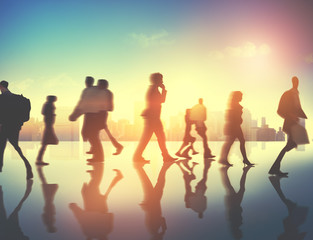 Fototapeta premium Business People Rush Hour Walking Commuting City Concept