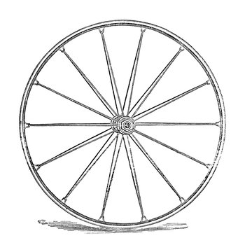 Old Early bicycle wheel rubber covered wooden spokes