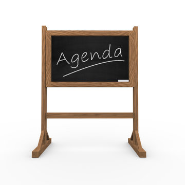 3d black chalkboard word agenda