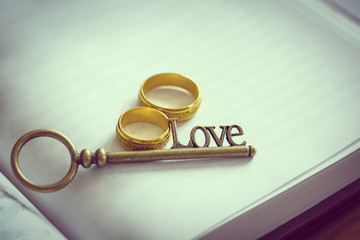 Key love and engagement ring