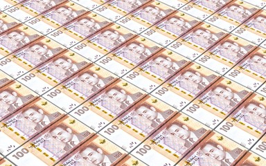 Moroccan dirhams bills stacks background. Computer generated 3D photo rendering.