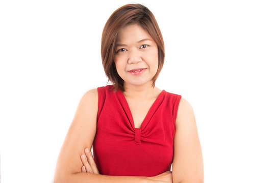 Middle age of asian woman on white background