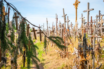 Crosses detail at the hill of crosses, Lithuania