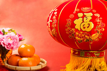 .Chinese new year red lantern decoration