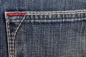 Blue jeans sewing line of closeup texture.