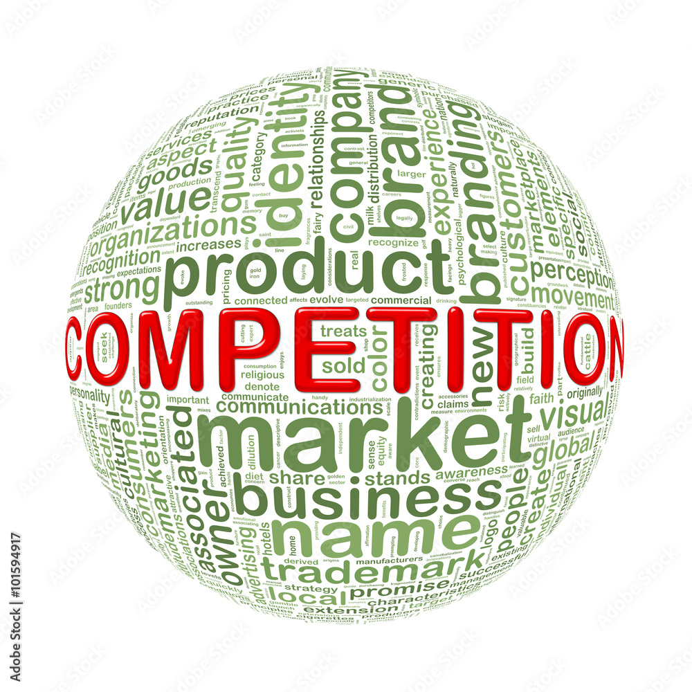 Wall mural Wordcloud word tags ball of competition