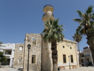 Fototapeta na wymiar Old Ottoman mosque in Ierapetra town near Mirabello Gulf in Crete Island, Greece