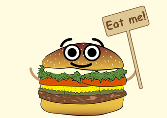 Cheerful smiling hamburger