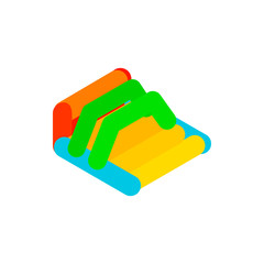 Inflatable trampoline isometric 3d icon