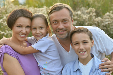 Family resting in  summer park