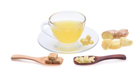Ginger water on white background.
