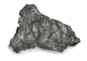 Anthracite isolated on white. Anthracite is a hard, compact variety of coal. It has the highest carbon content, the fewest impurities, and the highest calorific content of all types of coal