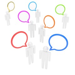 people with talk bubbles isolated over a white background