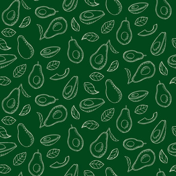 Seamless pattern with avocado