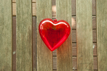 red heart on the plywood