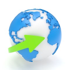 Naklejka premium Arrow and Earth globe. 3d render