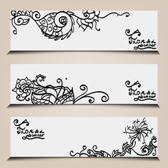 banner templates set with floral elements.