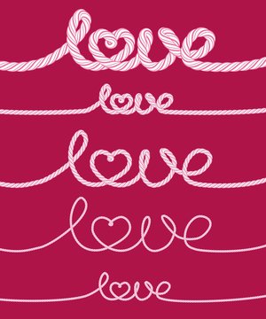 Fototapeta Set of love rope inscriptions