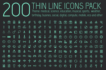  collection thin lines pictogram icon set concept background. Vector template design for web and mobile application.