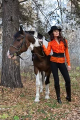 Foto op Canvas Young Woman And Horse © Fotoskat