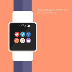 Watches in vector graphics synchronized with the mobile phone