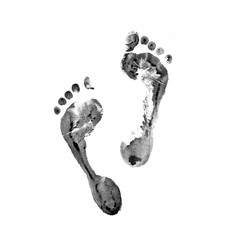 Foot prints. Black on white