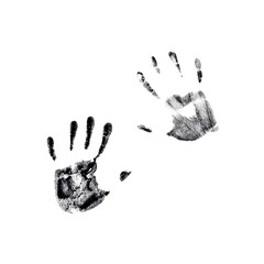 Hand prints. Left and right. Black on white