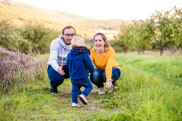 Happy family in nature