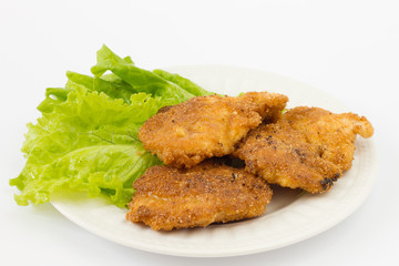 Schnitzel on the white plate