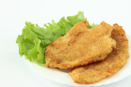 Schnitzel On The White Plate