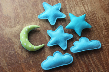 toy sky, moon and stars, sewing.