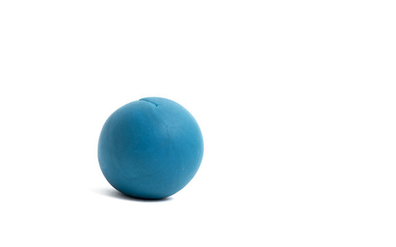 Blue  Plasticine Ball On White Background