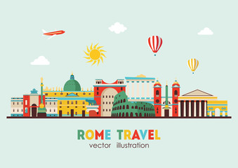 Naklejka premium Panoramę Rzymu. Ilustracji wektorowych